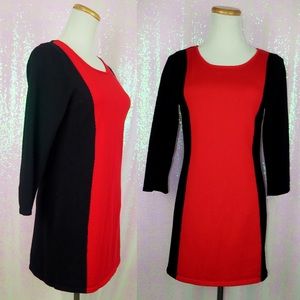 Black & Red Mini Sweater Dress